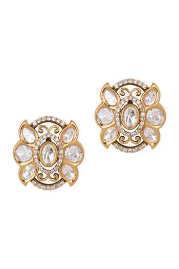 Nazaakat By Samara Singh Embellished Oval Shaped Earrings