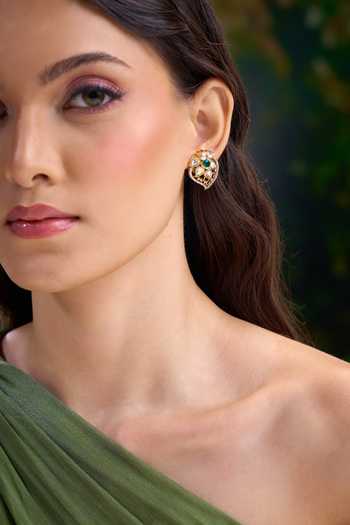 Nazaakat By Samara Singh White Kairi Embellished Stud Earrings at Aza Fashions Nazaakat By Samara Singh_White Kairi Embellished Stud Earrings _at_Aza_Fashions