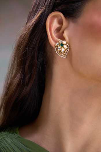 Buy Nazaakat By Samara Singh White Kairi Embellished Stud Earrings Buy_Nazaakat By Samara Singh_White Kairi Embellished Stud Earrings