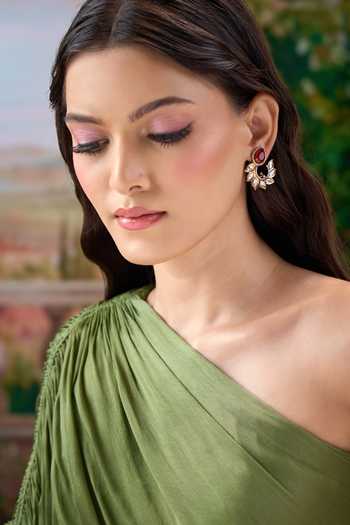 Nazaakat By Samara Singh White Spiral Embellished Stud Earrings at Aza Fashions Nazaakat By Samara Singh_White Spiral Embellished Stud Earrings _at_Aza_Fashions