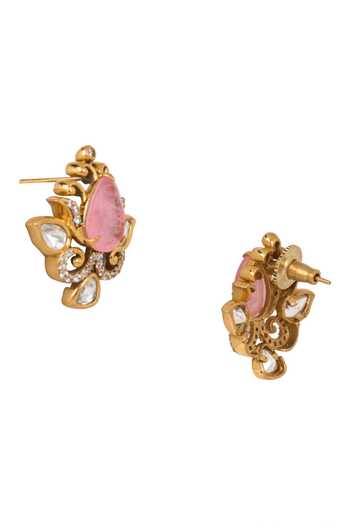 Nazaakat By Samara Singh Pink Embellished Stud Earrings Online at Aza Fashions Nazaakat By Samara Singh_Pink Embellished Stud Earrings _Online_at_Aza_Fashions