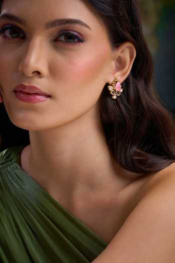Nazaakat By Samara Singh Pink Embellished Stud Earrings at Aza Fashions Nazaakat By Samara Singh_Pink Embellished Stud Earrings _at_Aza_Fashions