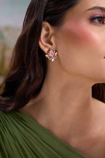Buy Nazaakat By Samara Singh Pink Embellished Stud Earrings Buy_Nazaakat By Samara Singh_Pink Embellished Stud Earrings