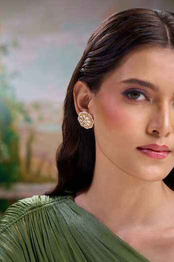 Buy Nazaakat By Samara Singh White Embellished Floral Stud Earrings Buy_Nazaakat By Samara Singh_White Embellished Floral Stud Earrings