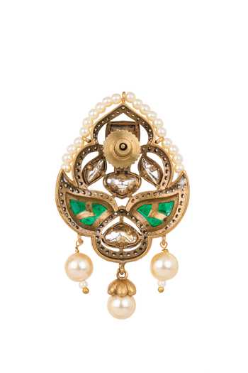 Shop Nazaakat By Samara Singh Green Dangling Embellished Earrings Online at Aza Fashions Shop_Nazaakat By Samara Singh_Green Dangling Embellished Earrings _Online_at_Aza_Fashions