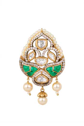 Buy Nazaakat By Samara Singh Green Dangling Embellished Earrings Buy_Nazaakat By Samara Singh_Green Dangling Embellished Earrings