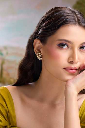 Shop Nazaakat By Samara Singh Red Kairi Embellished Stud Earrings Online at Aza Fashions Shop_Nazaakat By Samara Singh_Red Kairi Embellished Stud Earrings _Online_at_Aza_Fashions