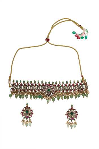 Nazaakat By Samara Singh Polki Studded Necklace Set 