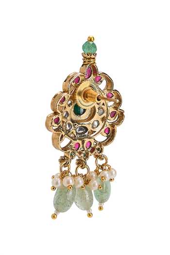 Shop_Nazaakat By Samara Singh_Gold Plated Polki Studded Necklace Set _Online_at_Aza_Fashions