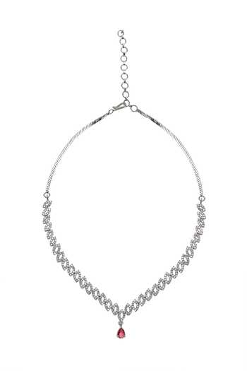 Buy_Nazaakat By Samara Singh_Silver Plated Cutout Motif Necklace Set _Online_at_Aza_Fashions