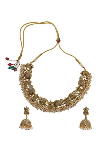 Nazaakat By Samara Singh Temple Carved Necklace Set 