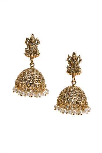 Buy_Nazaakat By Samara Singh_Gold Plated Temple Carved Necklace Set _Online_at_Aza_Fashions
