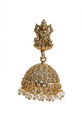 Shop_Nazaakat By Samara Singh_Gold Plated Temple Carved Necklace Set _Online_at_Aza_Fashions