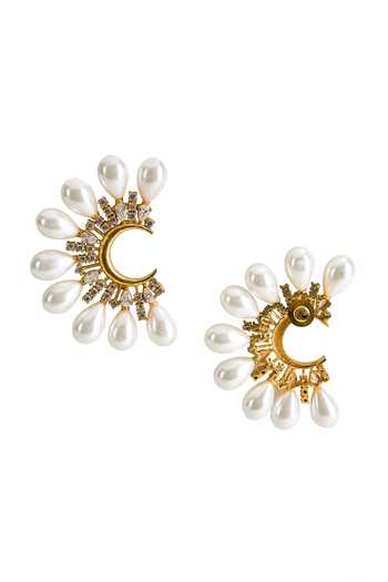 Buy_Nazaakat By Samara Singh_White Pearl Studded Earrings _Online_at_Aza_Fashions
