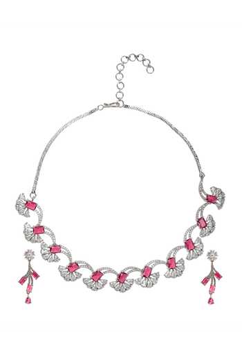 Nazaakat By Samara Singh Floral Pattern Stone Studded Necklace Set 