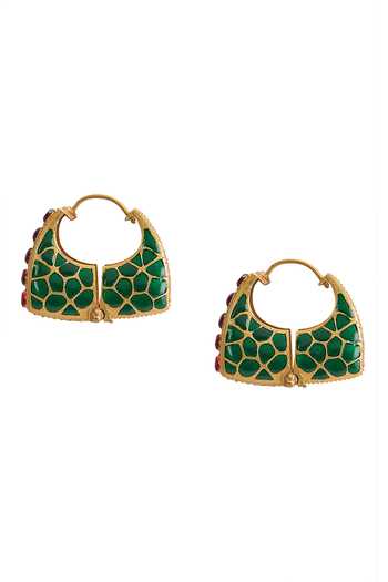 Nazaakat By Samara Singh Kundan Studded Meenakari Earrings 