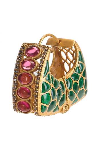 Nazaakat By Samara Singh Pink Kundan Studded Meenakari Earrings at Aza Fashions Nazaakat By Samara Singh_Pink Kundan Studded Meenakari Earrings _at_Aza_Fashions