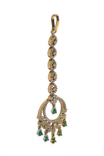 Nazaakat By Samara Singh Green Stone Drop Maangtikka Online at Aza Fashions Nazaakat By Samara Singh_Green Stone Drop Maangtikka _Online_at_Aza_Fashions