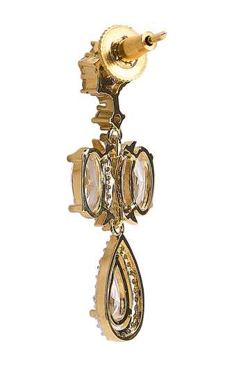 Nazaakat By Samara Singh_Gold Plated Teardrop Pendant Necklace Set _at_Aza_Fashions