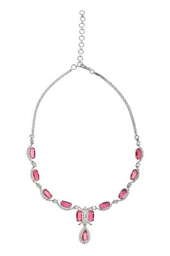 Nazaakat By Samara Singh Silver Plated Teardrop Pendant Necklace Set Online at Aza Fashions Nazaakat By Samara Singh_Silver Plated Teardrop Pendant Necklace Set _Online_at_Aza_Fashions
