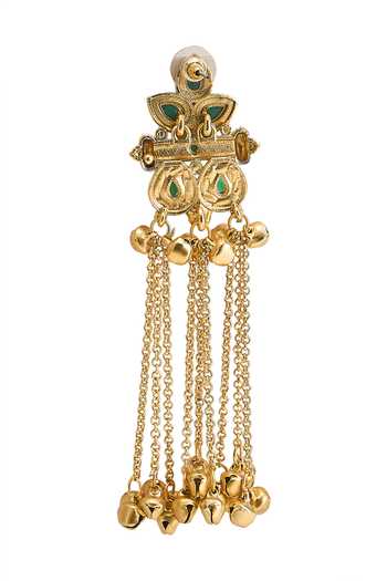 Nazaakat By Samara Singh_Gold Plated Ghungroo Tassel Earrings _Online_at_Aza_Fashions