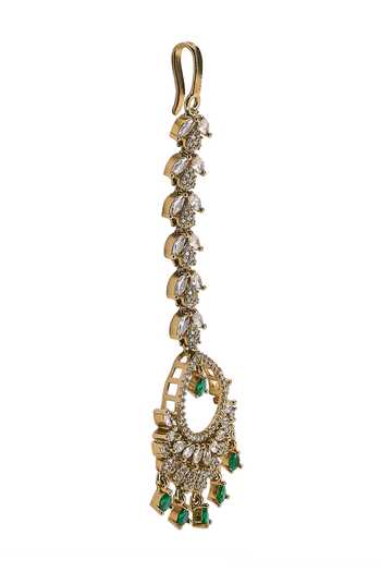 Nazaakat By Samara Singh Green Bead Drop Maangtikka Online at Aza Fashions Nazaakat By Samara Singh_Green Bead Drop Maangtikka _Online_at_Aza_Fashions