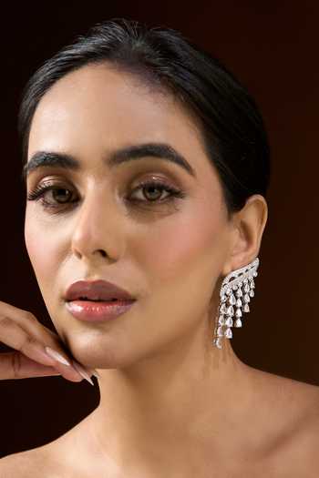 Buy Nazaakat By Samara Singh Silver Plated American Diamond Dangler Earrings Buy_Nazaakat By Samara Singh_Silver Plated American Diamond Dangler Earrings