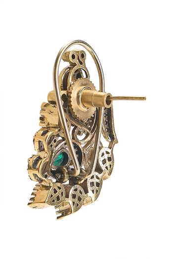 Nazaakat By Samara Singh Gold Plated Peacock Carved Earrings Online at Aza Fashions Nazaakat By Samara Singh_Gold Plated Peacock Carved Earrings _Online_at_Aza_Fashions