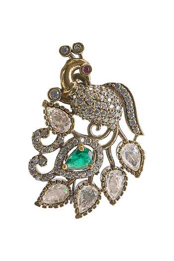 Shop Nazaakat By Samara Singh Gold Plated Peacock Carved Earrings Online at Aza Fashions Shop_Nazaakat By Samara Singh_Gold Plated Peacock Carved Earrings _Online_at_Aza_Fashions