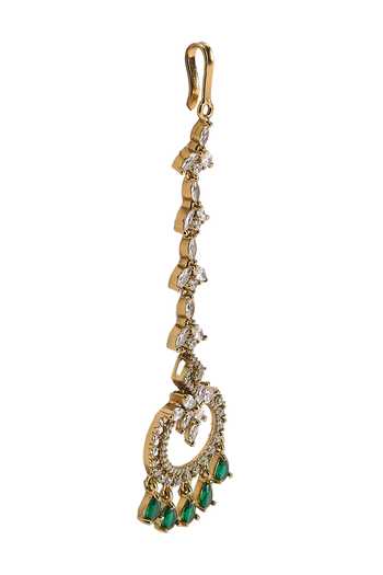 Nazaakat By Samara Singh Green Stone Studded Maangtikka Online at Aza Fashions Nazaakat By Samara Singh_Green Stone Studded Maangtikka _Online_at_Aza_Fashions