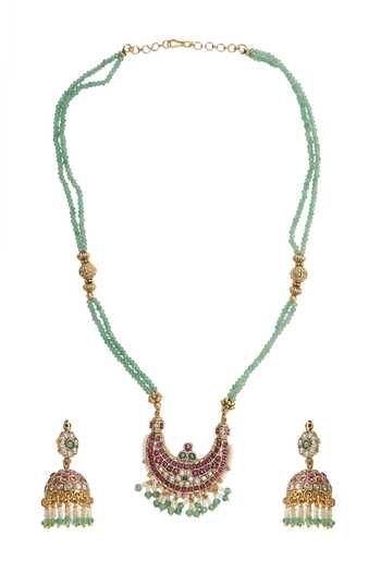 Nazaakat By Samara Singh Bead Drop Pendant Necklace Set 