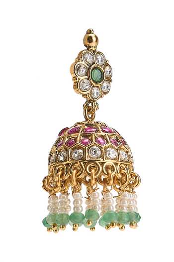 Nazaakat By Samara Singh Green Bead Drop Pendant Necklace Set Online at Aza Fashions Nazaakat By Samara Singh_Green Bead Drop Pendant Necklace Set _Online_at_Aza_Fashions