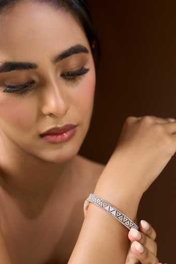 Shop Nazaakat By Samara Singh Silver Plated Geometric Pattern Bracelet Online at Aza Fashions Shop_Nazaakat By Samara Singh_Silver Plated Geometric Pattern Bracelet _Online_at_Aza_Fashions