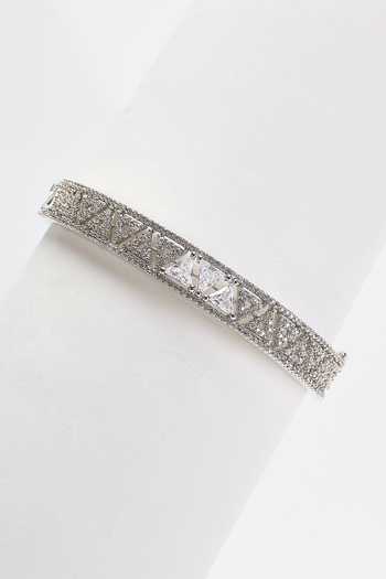 Shop Nazaakat By Samara Singh Silver Plated Geometric Pattern Bracelet Shop_Nazaakat By Samara Singh_Silver Plated Geometric Pattern Bracelet