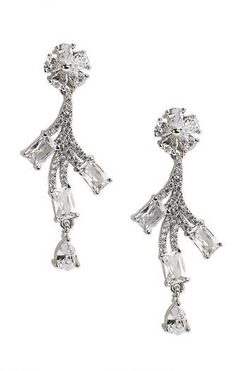 Buy Nazaakat By Samara Singh Silver Plated Floral Pattern Stone Studded Necklace Set Buy_Nazaakat By Samara Singh_Silver Plated Floral Pattern Stone Studded Necklace Set