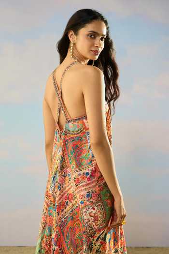Buy Dash And Dot Multi Color Viscose Halter Neck Ornamental Print Maxi Dress Online at Aza Fashions Buy_Dash And Dot_Multi Color Viscose Halter Neck Ornamental Print Maxi Dress _Online_at_Aza_Fashions