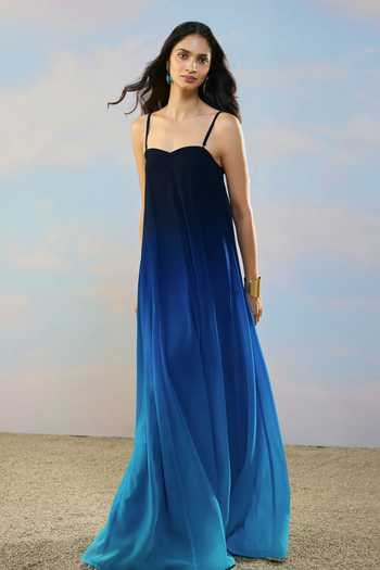 Buy Dash And Dot Blue Viscose Sweetheart Neck Flared Ombre Gown Online at Aza Fashions Buy_Dash And Dot_Blue Viscose Sweetheart Neck Flared Ombre Gown _Online_at_Aza_Fashions
