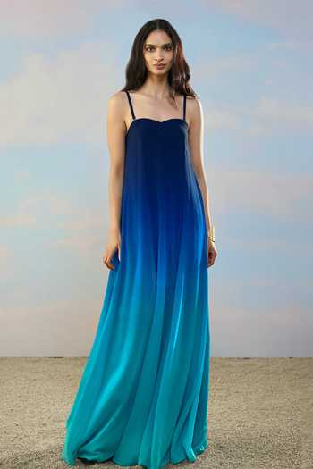 Dash And Dot Blue Viscose Sweetheart Neck Flared Ombre Gown at Aza Fashions Dash And Dot_Blue Viscose Sweetheart Neck Flared Ombre Gown _at_Aza_Fashions
