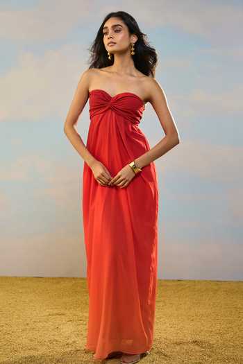 Dash And Dot Off Shoulder Ombre Draped Dress
