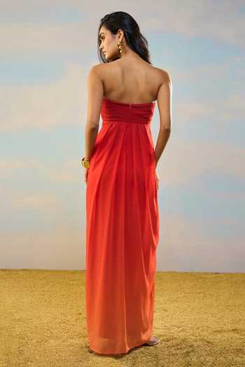 Dash And Dot Off Shoulder Ombre Draped Dress
