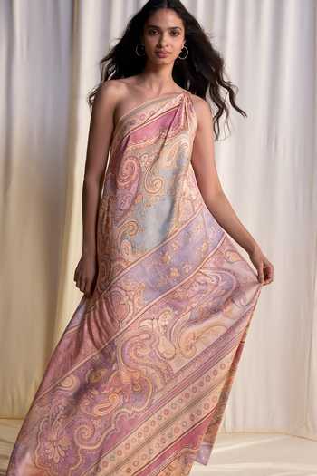 Buy Dash And Dot Multi Color Polyester One Shoulder Scarf Print Maxi Dress Online at Aza Fashions Buy_Dash And Dot_Multi Color Polyester One Shoulder Scarf Print Maxi Dress _Online_at_Aza_Fashions