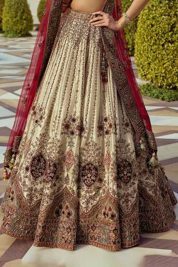 Buy Roqa Gold Silk, Tissue, Net Sweetheart Neck Zeenat Mahal Bridal Lehenga Set Online at Aza Fashions Buy_Roqa_Gold Silk, Tissue, Net Sweetheart Neck Zeenat Mahal Bridal Lehenga Set _Online_at_Aza_Fashions