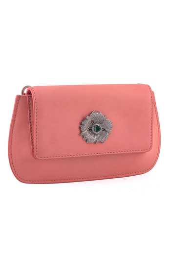 Shop_Saurav Ghosh_Silver Brooch Embellished Clutch _Online_at_Aza_Fashions