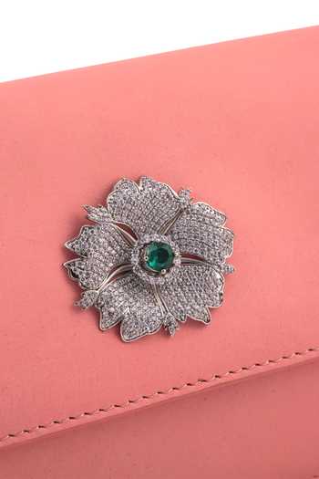 Buy_Saurav Ghosh_Silver Brooch Embellished Clutch 
