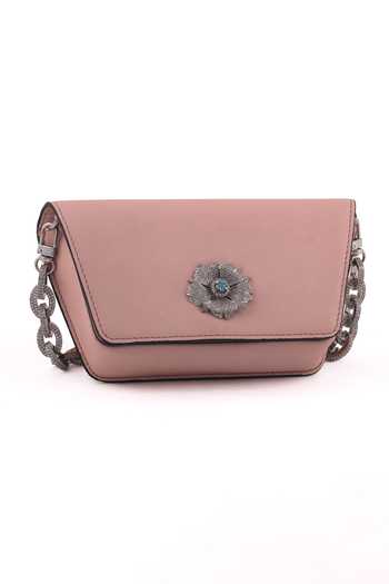 Saurav Ghosh Floral Metal Brooch Embellished Clutch 