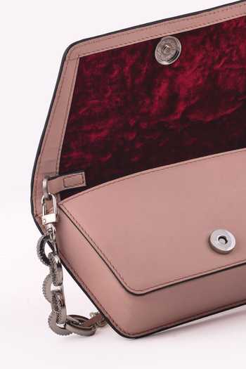 Saurav Ghosh_Pink Floral Metal Brooch Embellished Clutch _at_Aza_Fashions