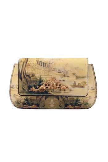 Buy_Saurav Ghosh_Beige Printed Clutch Bag _Online_at_Aza_Fashions