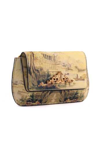 Shop_Saurav Ghosh_Beige Printed Clutch Bag _Online_at_Aza_Fashions
