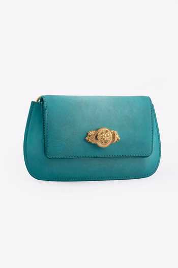 Buy_Saurav Ghosh_Blue Brooch Embellished Purse _Online_at_Aza_Fashions