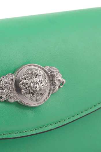 Buy_Saurav Ghosh_Green Metal Emblem Brooch Embellished Clutch 